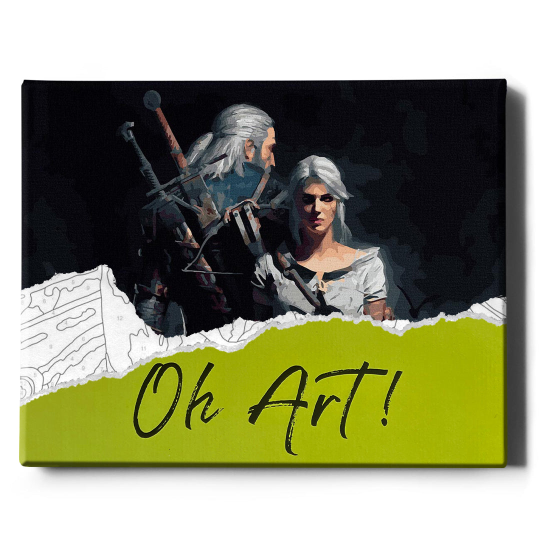 Witcher Geralt en Ciri - Schilderen op nummer