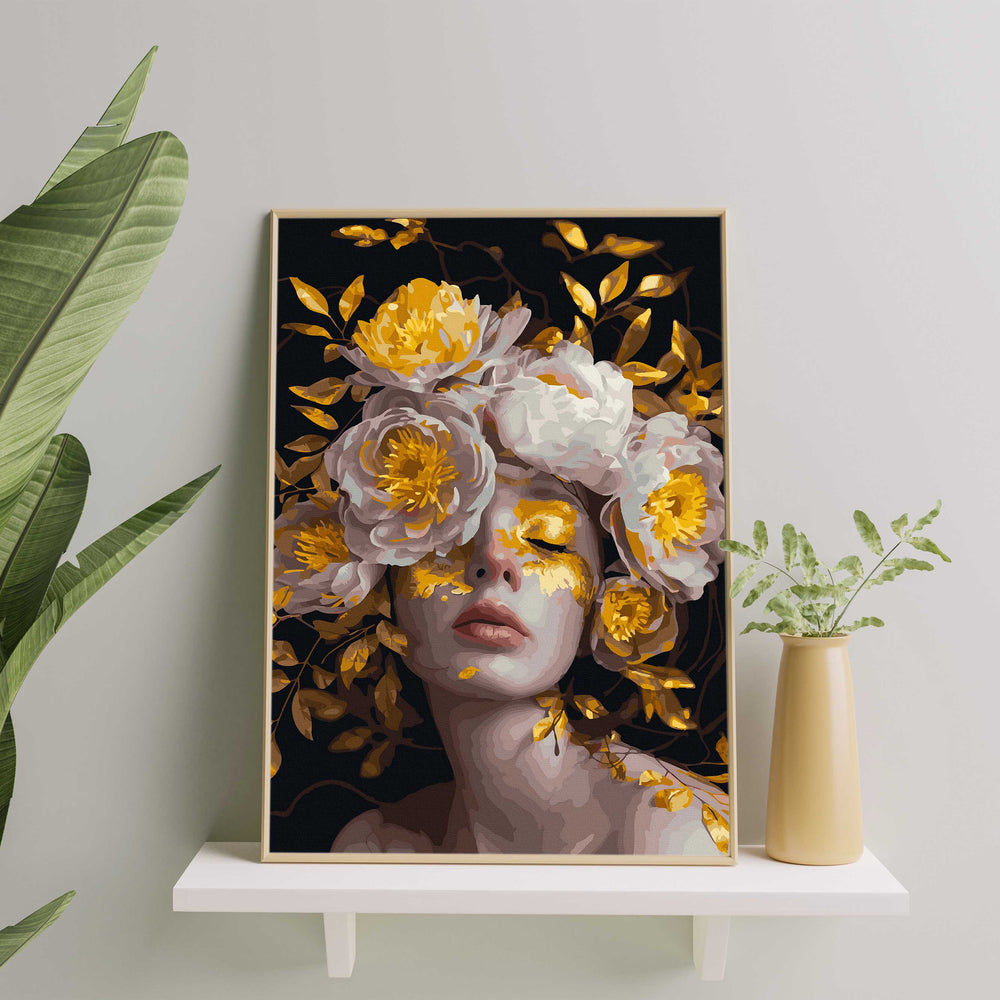 
                      
                        Painting by numbers - Girl and peonies in gold
                      
                    