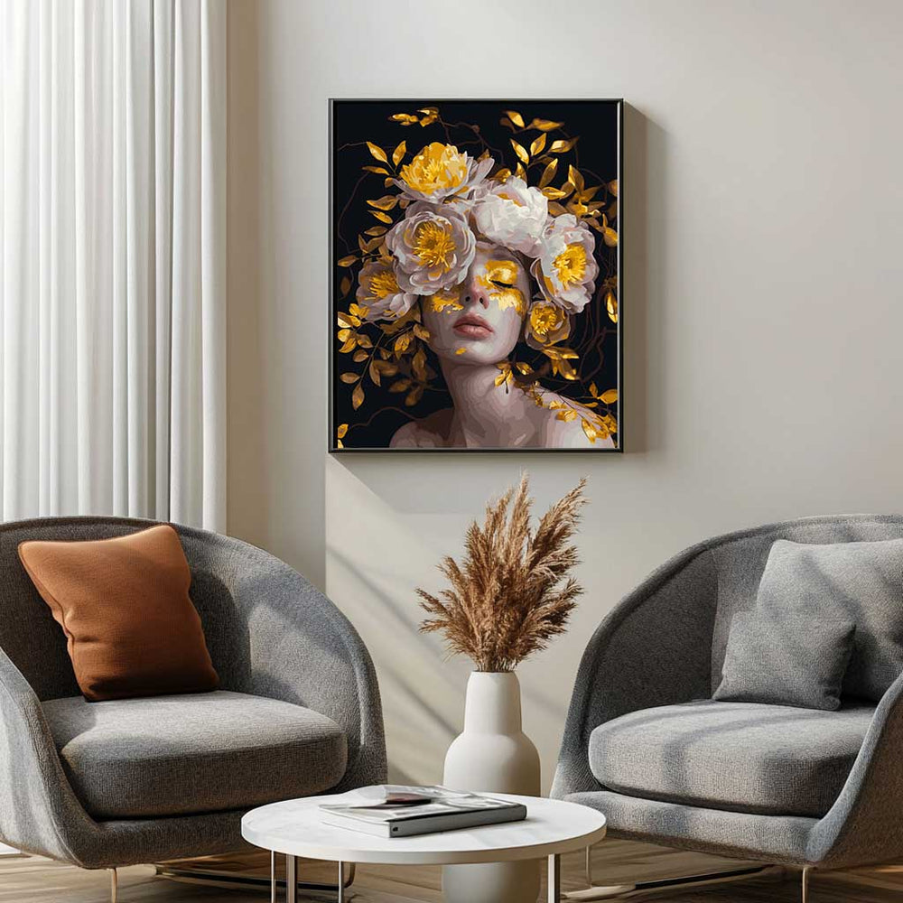 
                      
                        Painting by numbers - Girl and peonies in gold
                      
                    