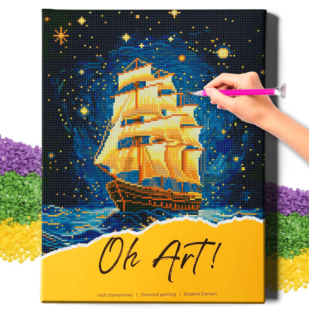 
                      
                        5D Diamond Schilderijenset 40x50 met lijst - Schip bij nacht
                      
                    