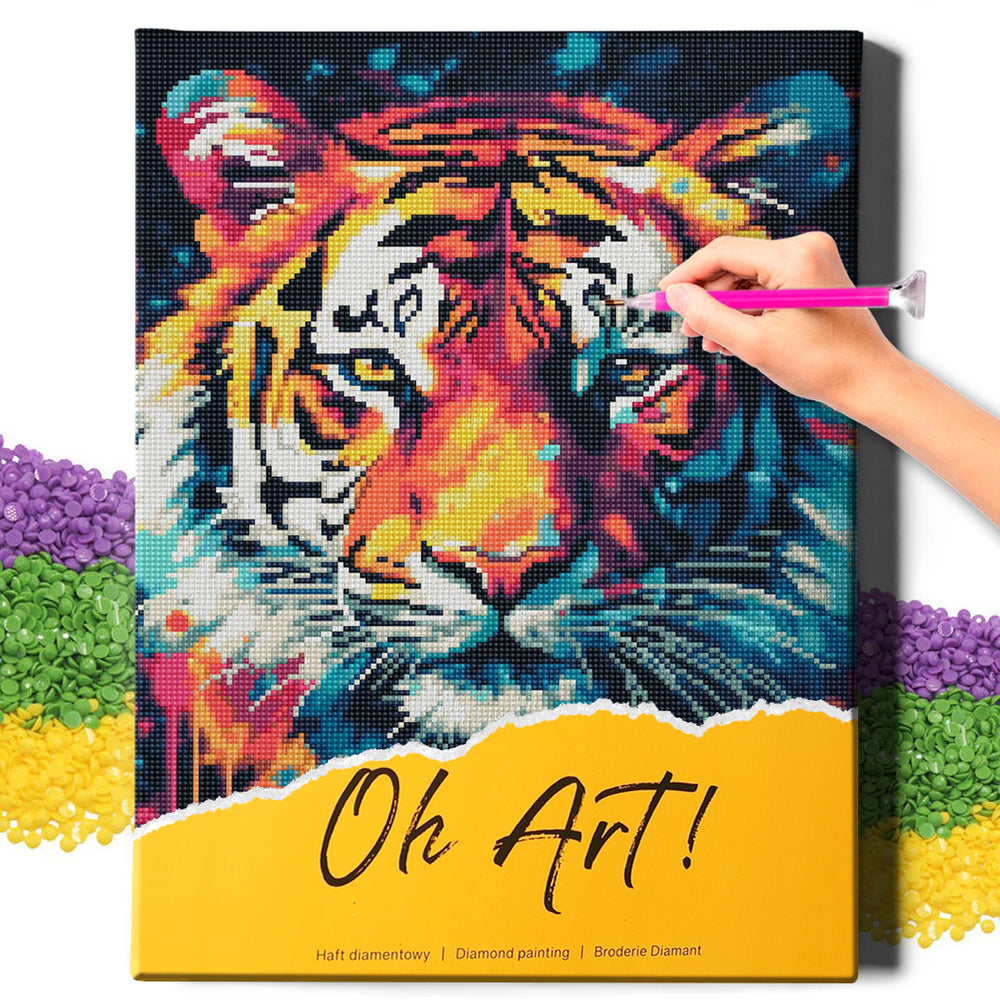 5D Diamond Schilderijenset 40x50 met lijst - Tijger