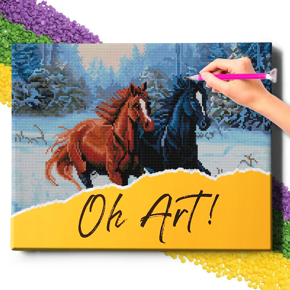 
                      
                        5D Diamond Schilderijenset 40x50 met lijst - Paarden in de winter
                      
                    