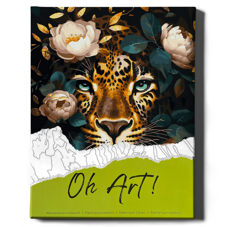 Painting by numbers - Leopard and peonies