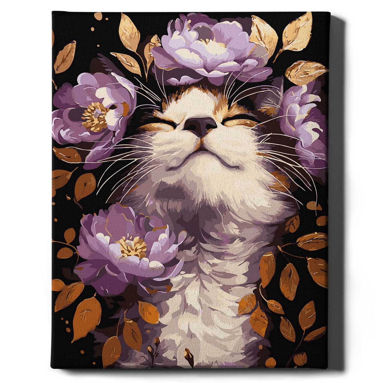 Painting by numbers - Kitten in purple flowers