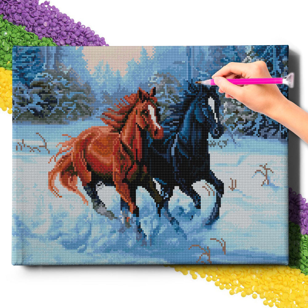 
                      
                        5D Diamond Schilderijenset 40x50 met lijst - Paarden in de winter
                      
                    