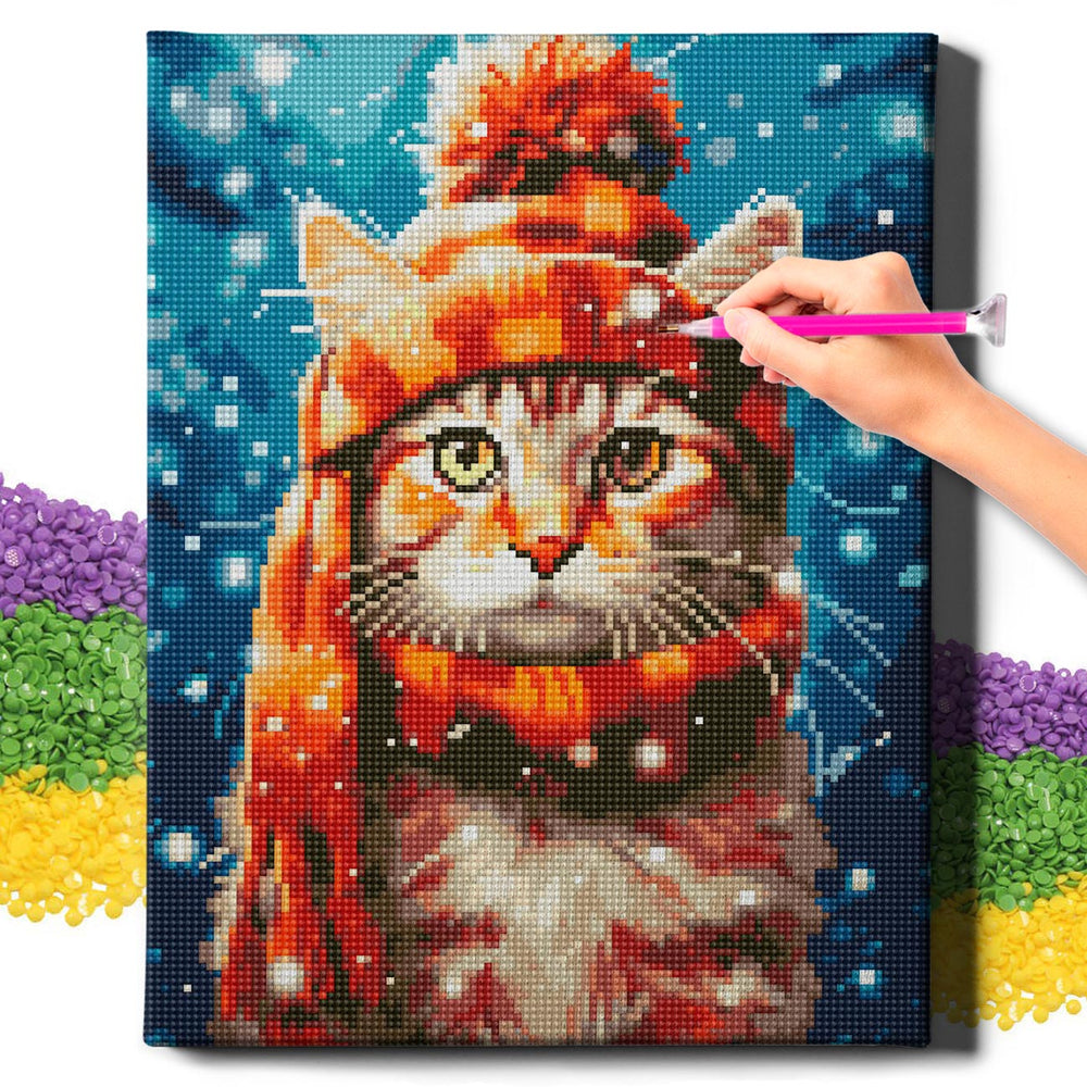 
                      
                        5D Diamond Schilderijenset 30x40 met lijst - Kitten met muts
                      
                    