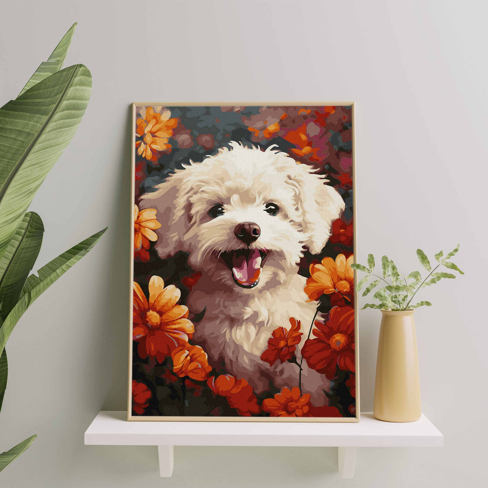 
                      
                        Schilderen na getallen - hond in de bloemen
                      
                    