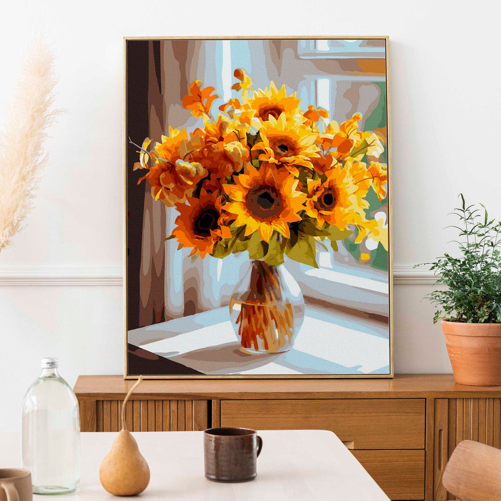 
                      
                        Schilderen voor cijfers - zonnebloemen op de vensterbank
                      
                    