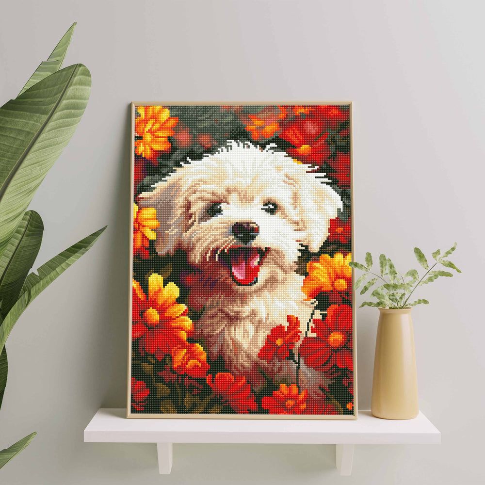 
                      
                        5D Diamond Schilderijenset 40x50 met lijst - Puppy in de bloemen
                      
                    